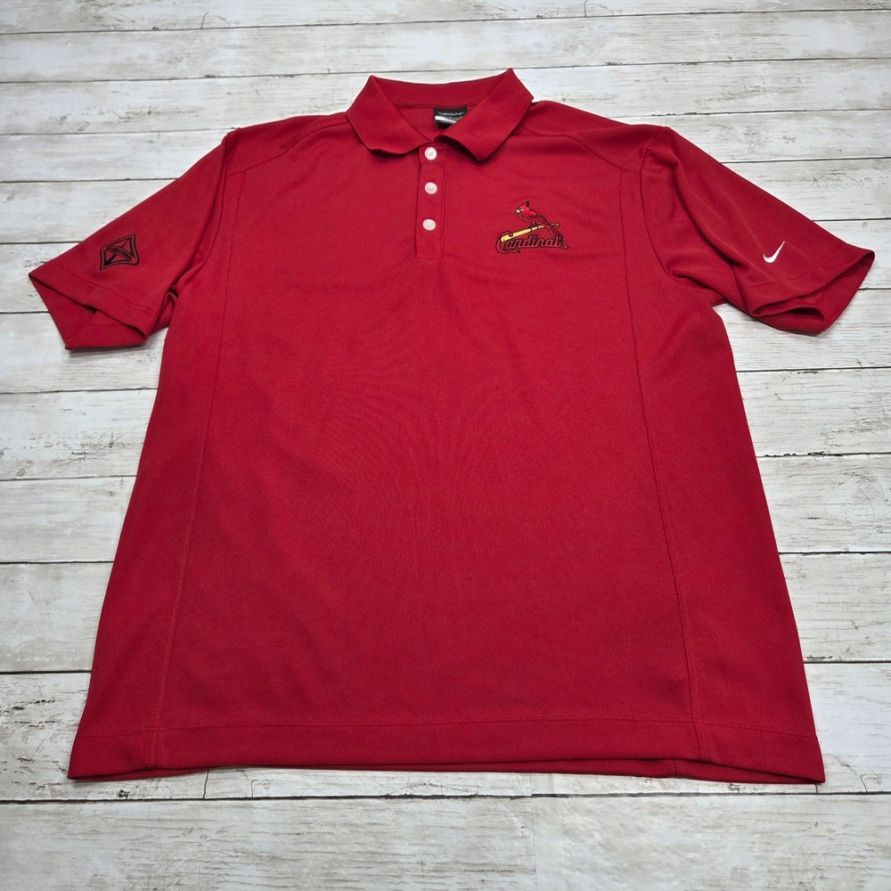 Nike Golf St. Louis Cardinals Polo Shirt Mens Medium Red Dri-FIT MLB Sport